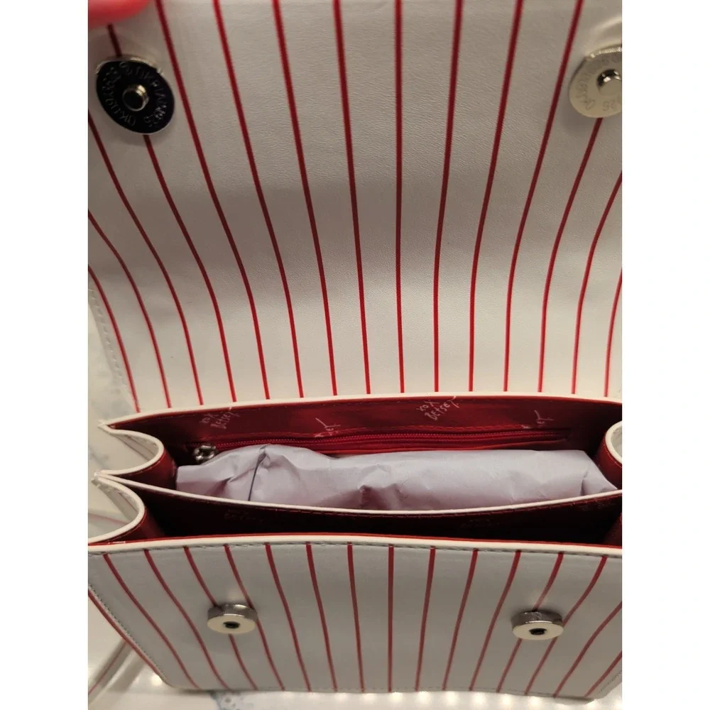 Betsey Johnson White & Red Baseball Theme Crossbody Top-Handle Bag NWT